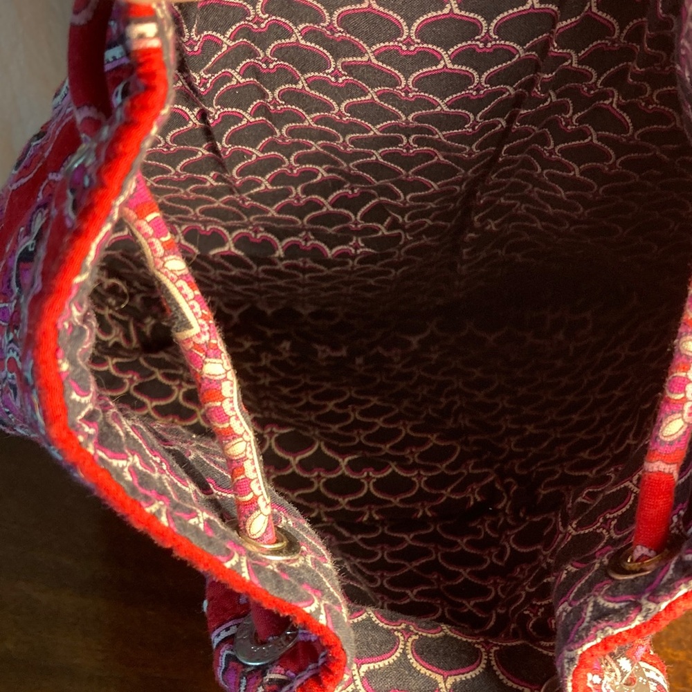 Vera Bradley Red Quilted Paisley Drawstring Tote - Picture 3 of 7